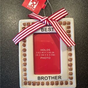 Best Brother Photo Frame with Red and White Ribbon